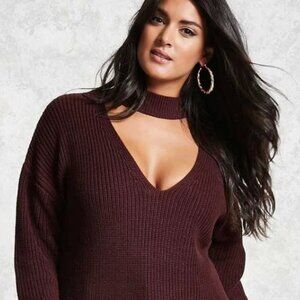 Forever 21 Choker Neck Sweater Black Size Large